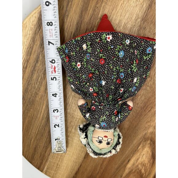 Vintage Handmade Cloth Doll Blue Gingham Dress Lace Trim 10” Sarah Montjoy - Picture 14 of 14